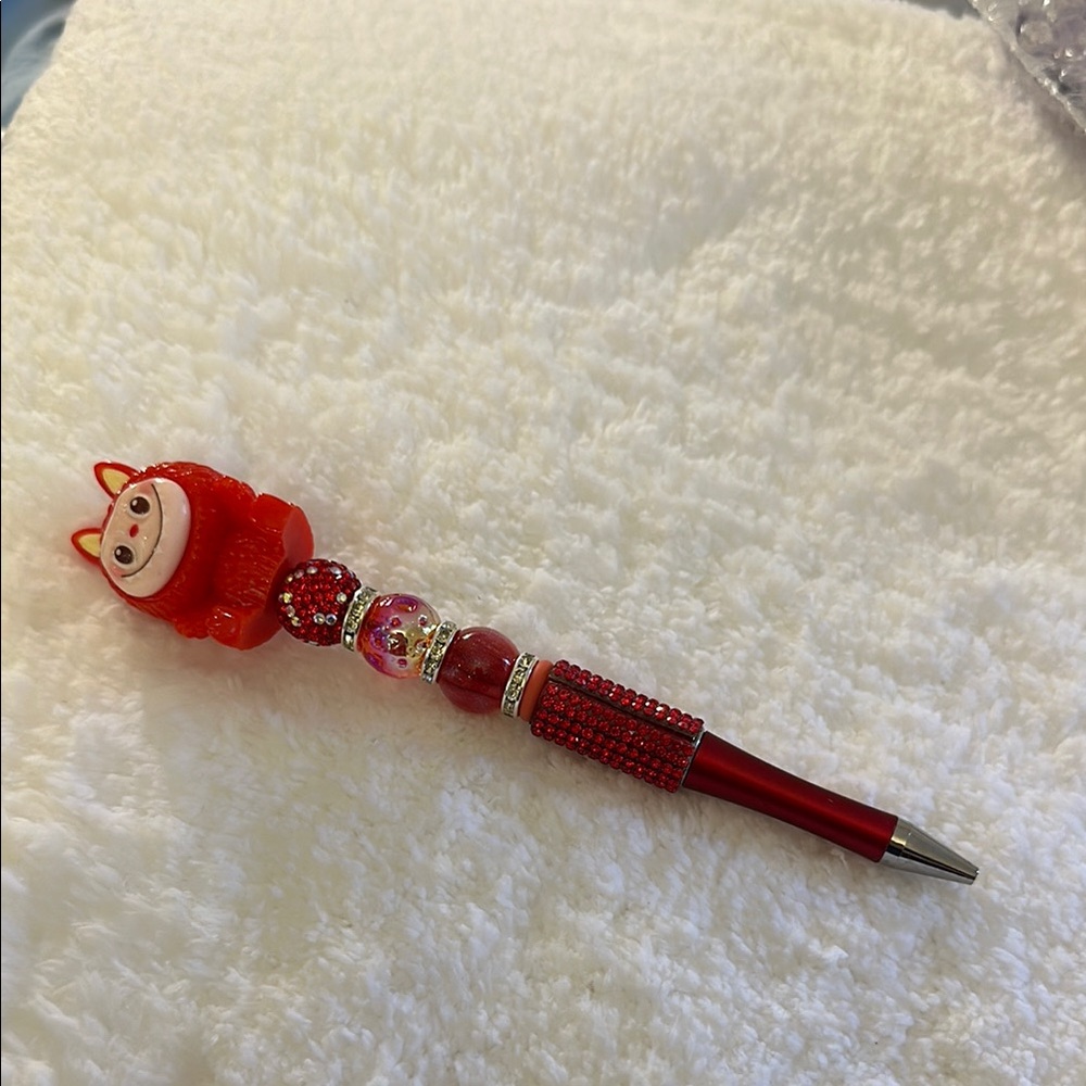 Red Beaded Kids Pen